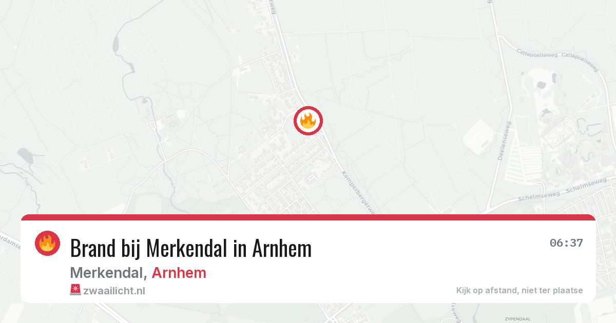 Brand bij Merkendal in Arnhem — 8 aug 2026
