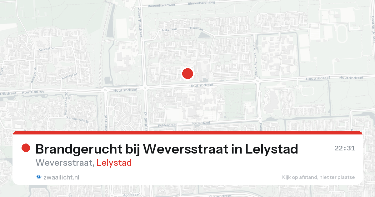 Brandgerucht bij Weversstraat in Lelystad — 22 aug 2026