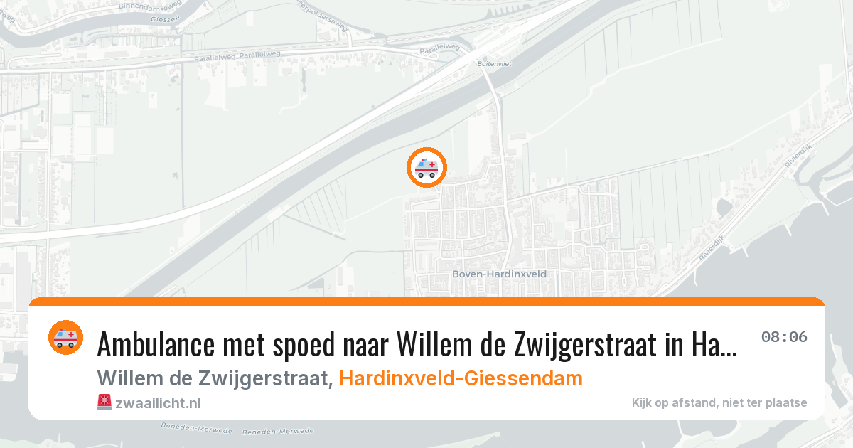Ambulance met spoed naar Willem de Zwijgerstraat in Hardinxveld-Giessendam — 27 jul 2026