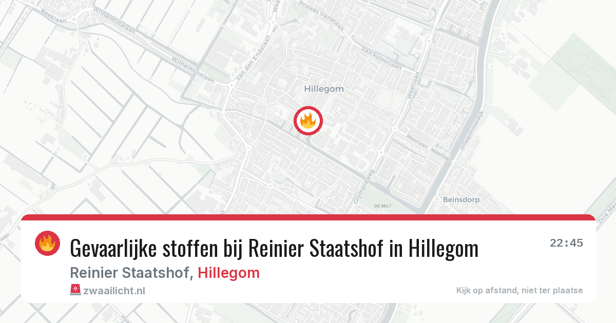 Gevaarlijke stoffen bij Reinier Staatshof in Hillegom — 6 aug 2026