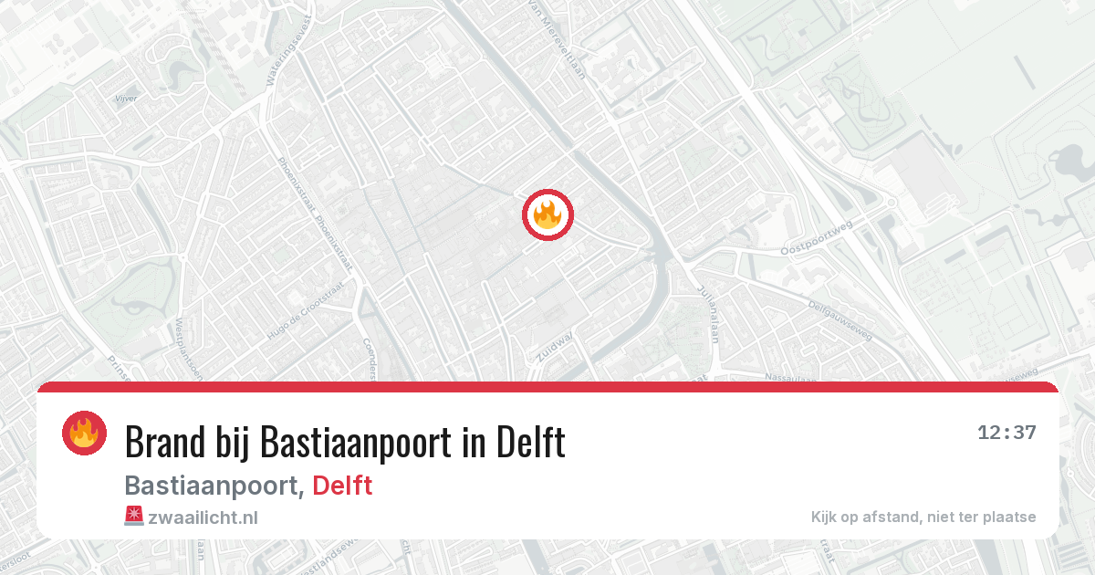 Brand bij Bastiaanpoort in Delft — 20 apr 2026