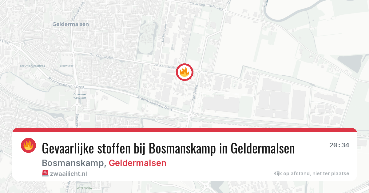 Gevaarlijke stoffen bij Bosmanskamp in Geldermalsen — 25 jul 2026