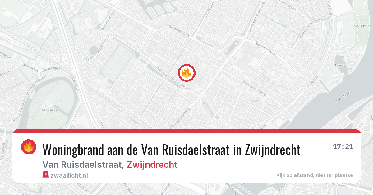 Woningbrand aan de Van Ruisdaelstraat in Zwijndrecht — 17 apr 2026