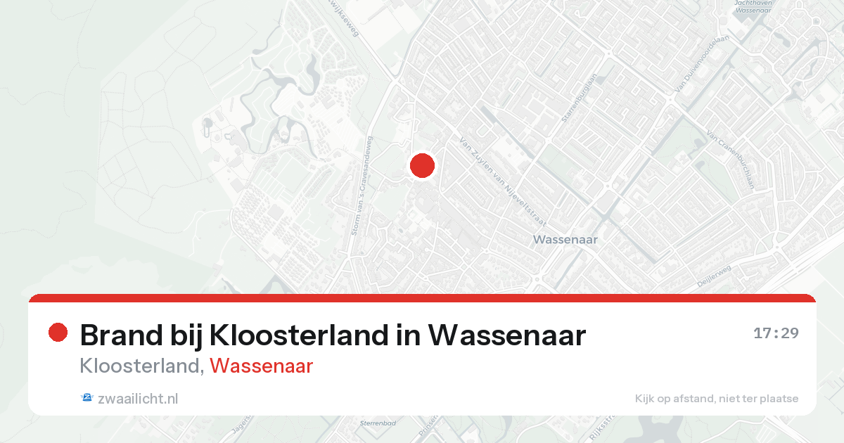 Brand bij Kloosterland in Wassenaar — 16 aug 2026