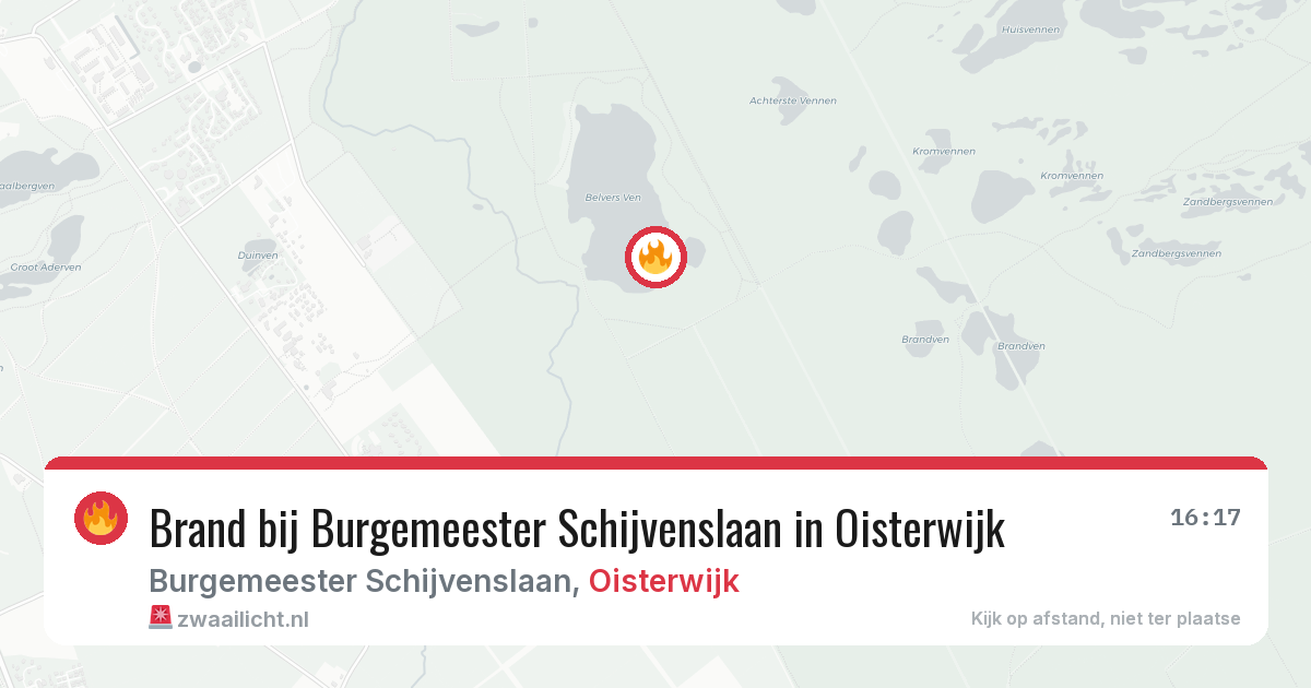 Brand bij Burgemeester Schijvenslaan in Oisterwijk — 6 aug 2026