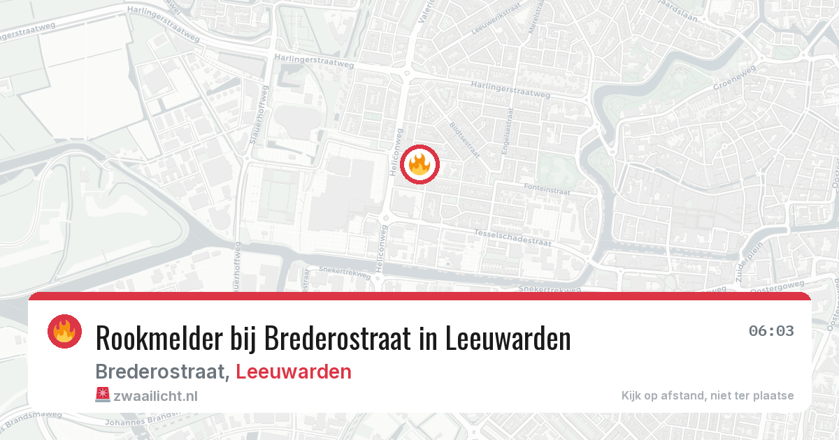 Rookmelder bij Brederostraat in Leeuwarden — 13 jun 2026