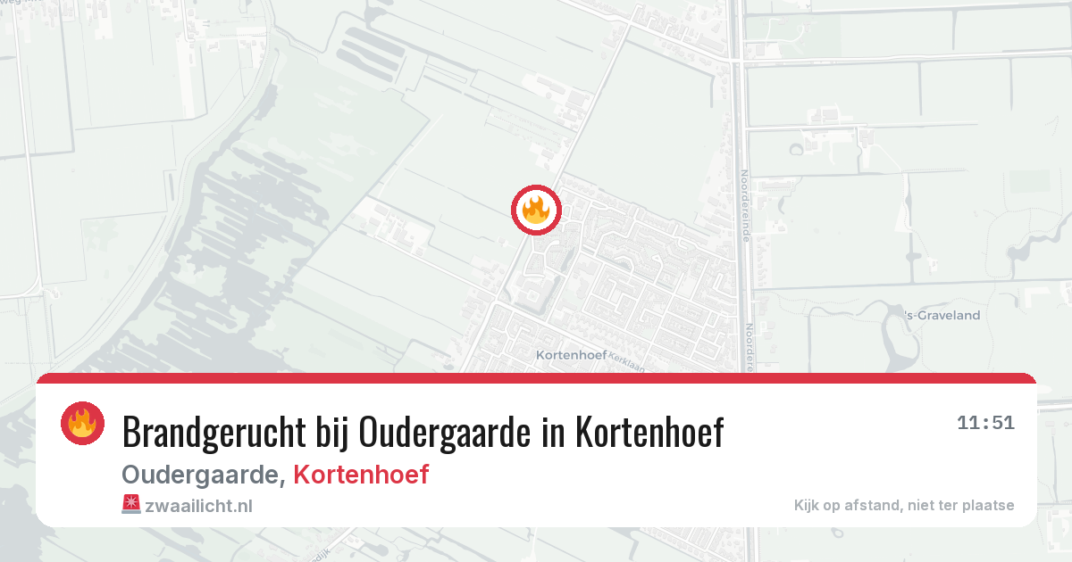 Brandgerucht bij Oudergaarde in Kortenhoef — 19 mrt 2026