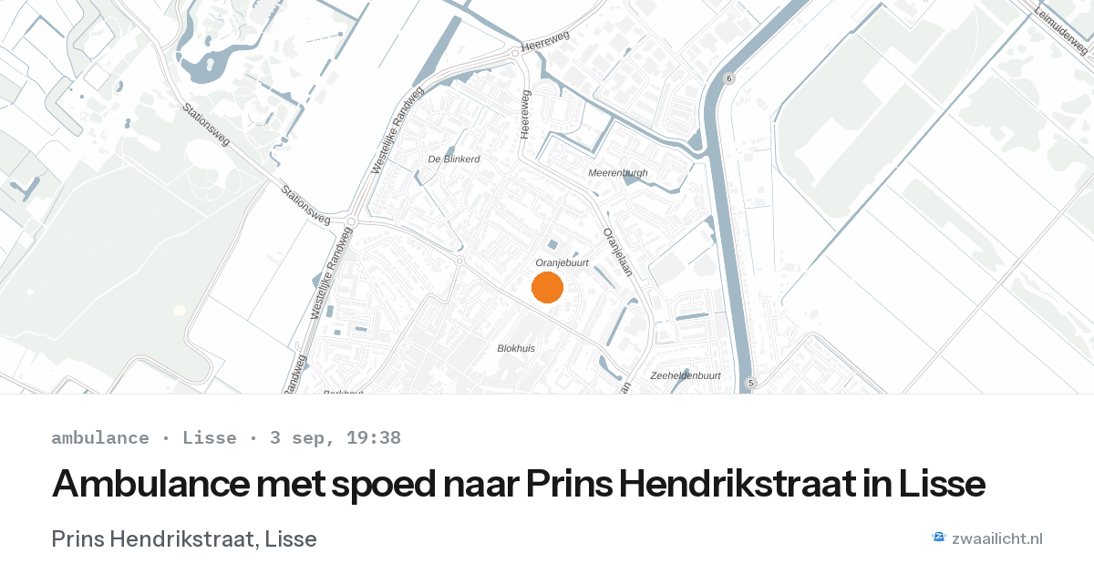 Ambulance met spoed naar Prins Hendrikstraat in Lisse — 3 sep 2026