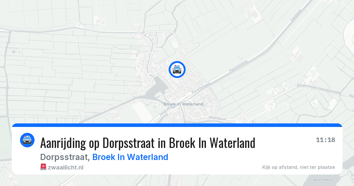 Aanrijding op Dorpsstraat in Broek In Waterland — 19 jun 2026