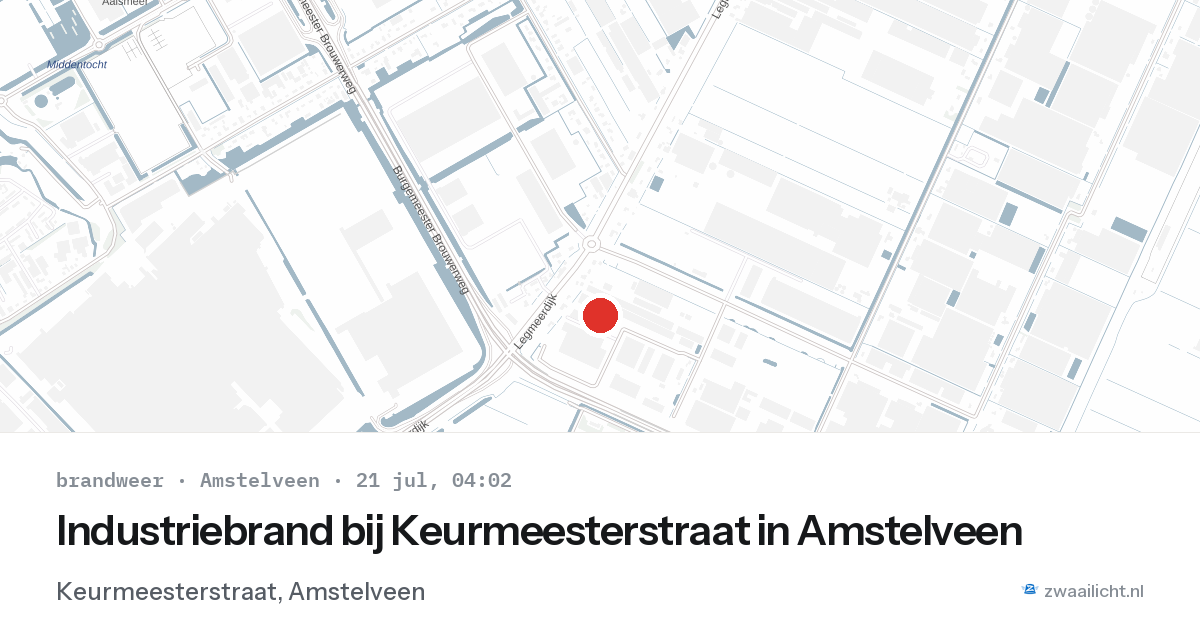 Industriebrand bij Keurmeesterstraat in Amstelveen — 21 jul 2026