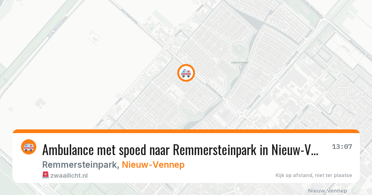 Ambulance met spoed naar Remmersteinpark in Nieuw-Vennep — 1 apr 2026