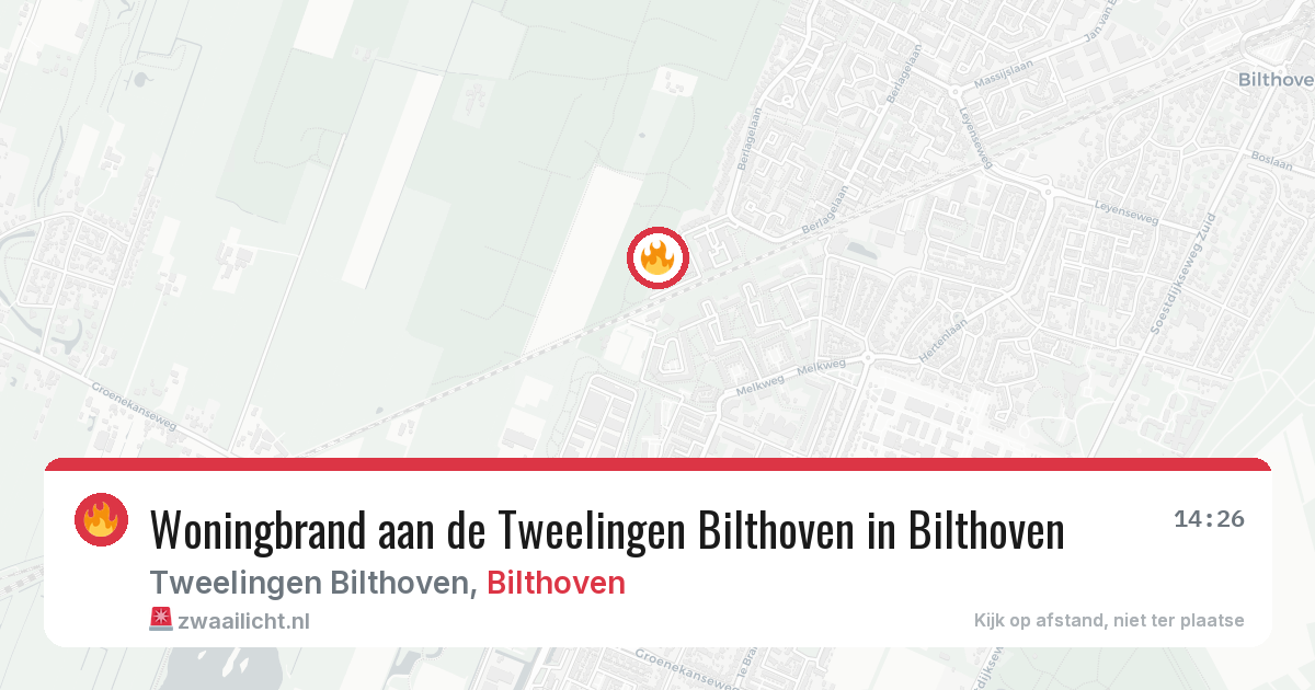 Woningbrand aan de Tweelingen Bilthoven in Bilthoven — 17 jun 2026