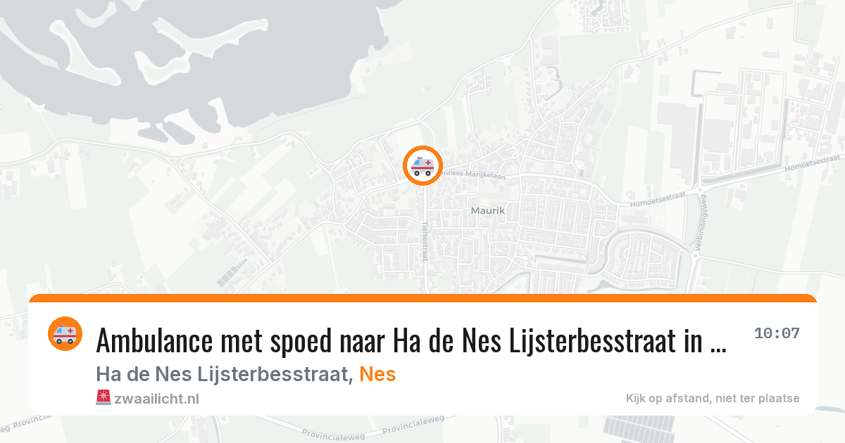 Ambulance met spoed naar Ha de Nes Lijsterbesstraat in Nes — 10 feb 2026