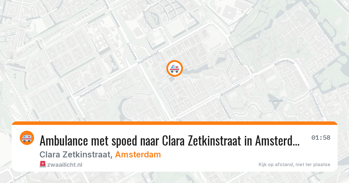 Ambulance met spoed naar Clara Zetkinstraat in Amsterdam — 8 aug 2026
