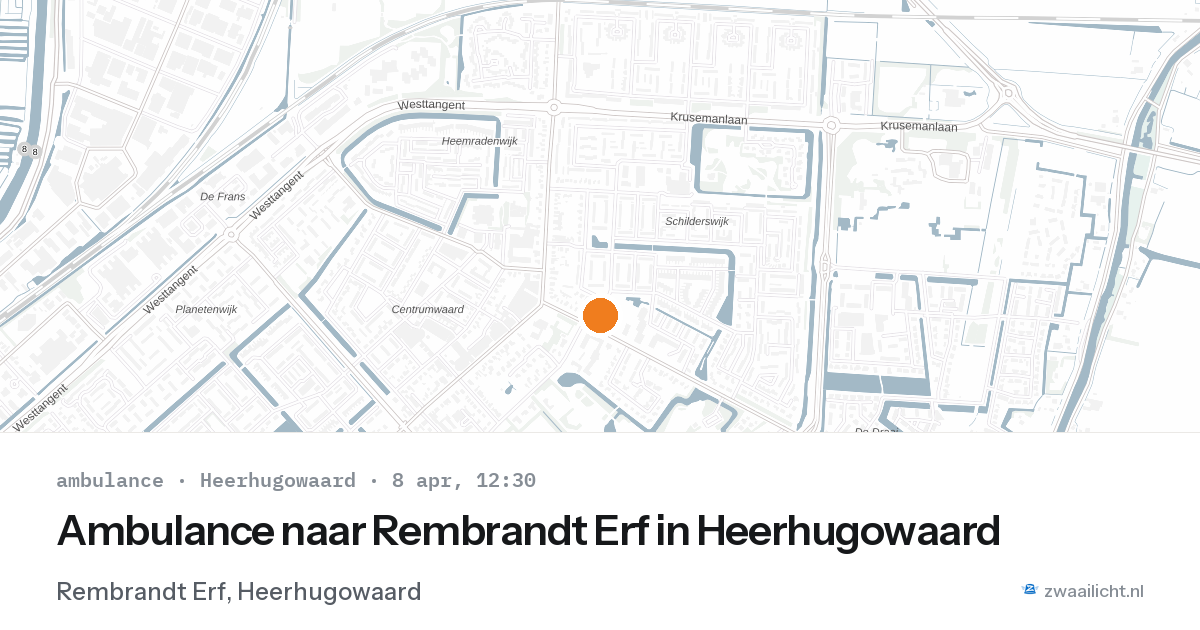 Ambulance naar Rembrandt Erf in Heerhugowaard — 8 apr 2026