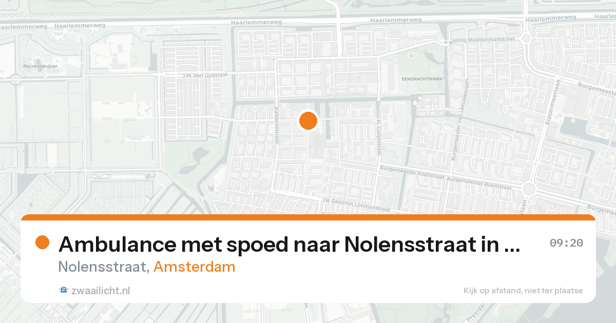 Ambulance met spoed naar Nolensstraat in Amsterdam — 20 aug 2026