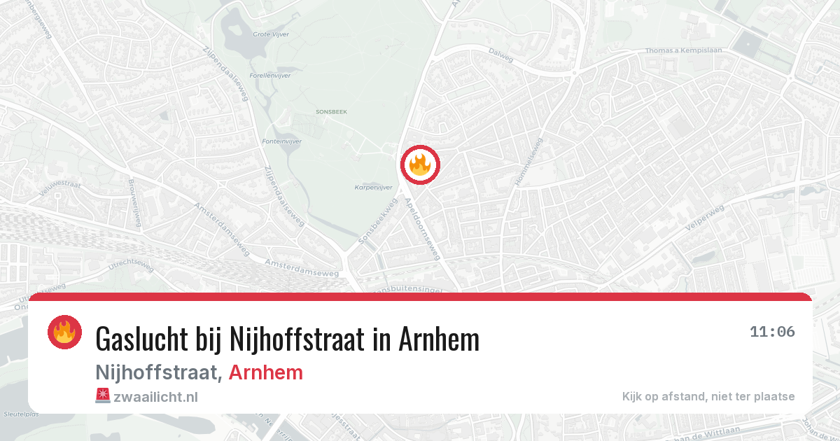Gaslucht bij Nijhoffstraat in Arnhem — 14 mrt 2026