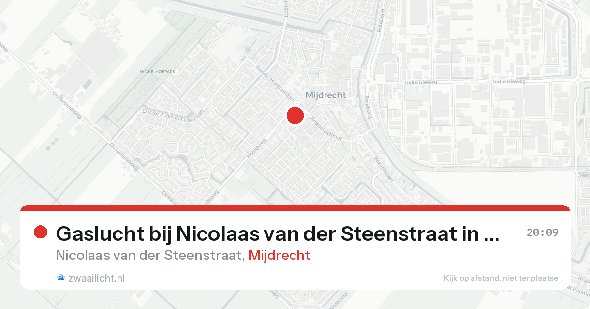 Gaslucht bij Nicolaas van der Steenstraat in Mijdrecht — 17 aug 2026