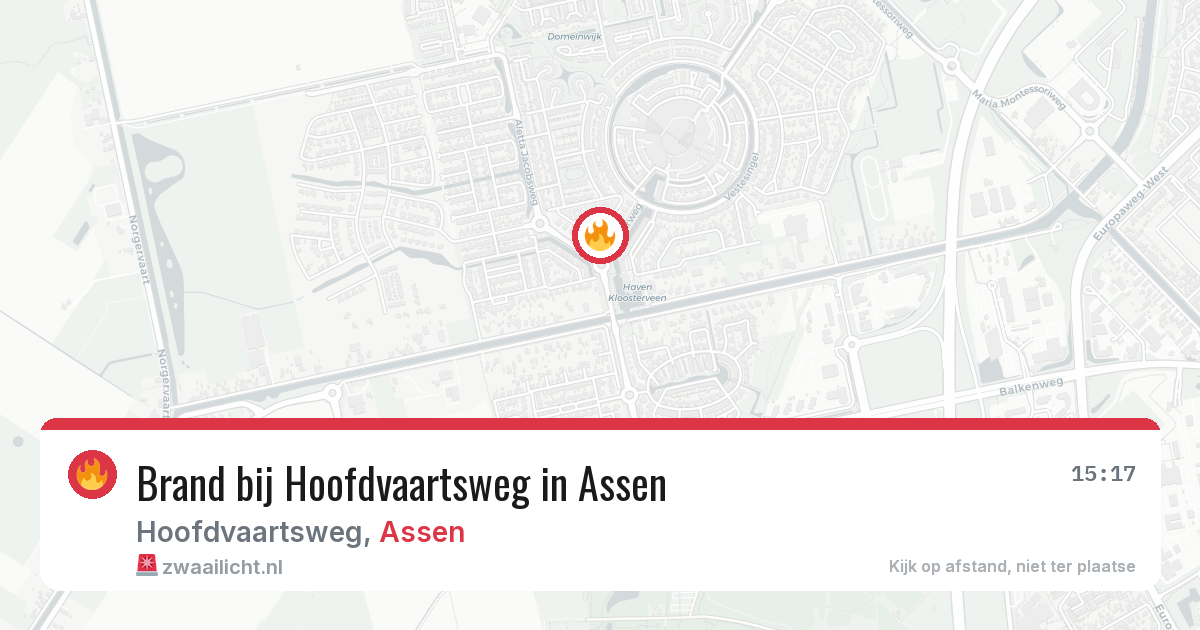 Brand bij Hoofdvaartsweg in Assen — 12 jun 2026