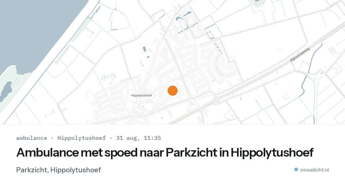 Ambulance met spoed naar Parkzicht in Hippolytushoef — 31 aug 2026