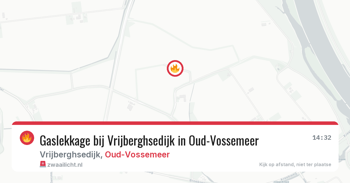 Gaslekkage bij Vrijberghsedijk in Oud-Vossemeer — 26 jun 2026