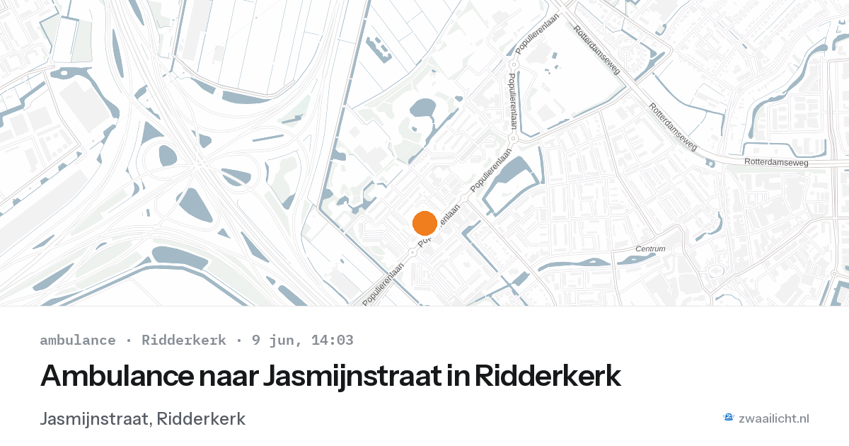 Ambulance naar Jasmijnstraat in Ridderkerk — 9 jun 2026