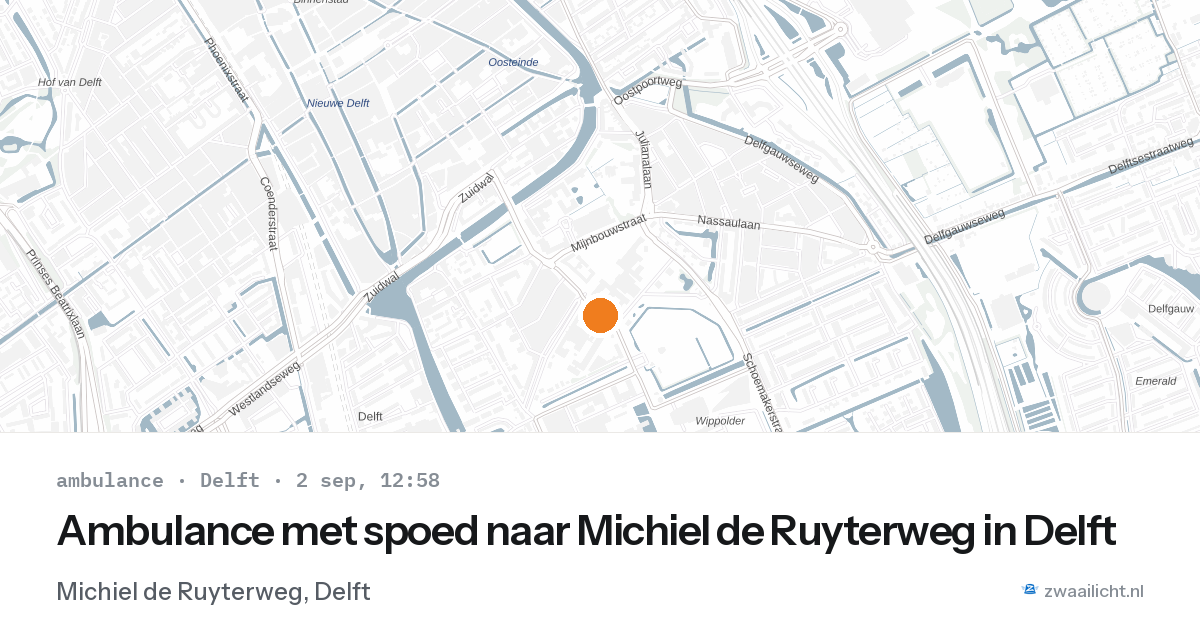 Ambulance met spoed naar Michiel de Ruyterweg in Delft — 2 sep 2026