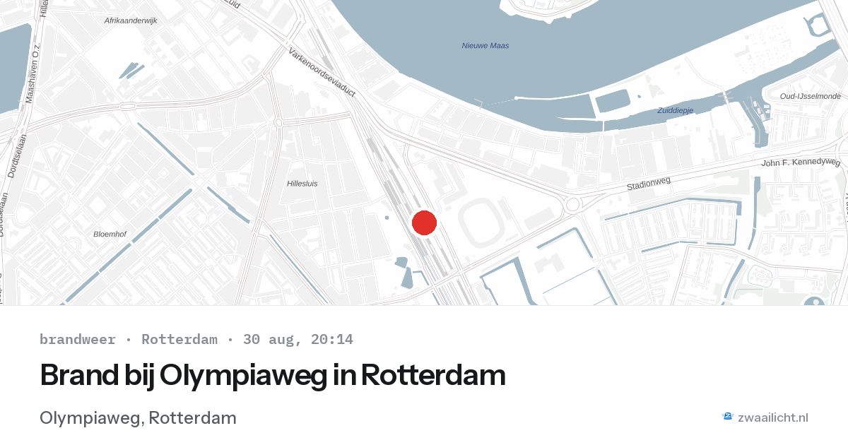 Brand bij Olympiaweg in Rotterdam — 30 aug 2026