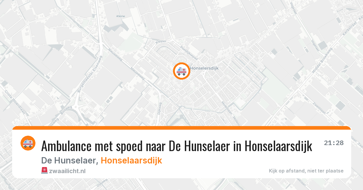 Ambulance met spoed naar De Hunselaer in Honselaarsdijk — 15 mei 2026