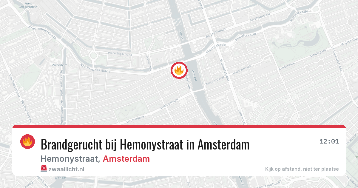 Brandgerucht bij Hemonystraat in Amsterdam — 4 aug 2026