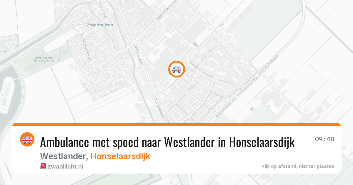 Ambulance met spoed naar Westlander in Honselaarsdijk — 25 jul 2026