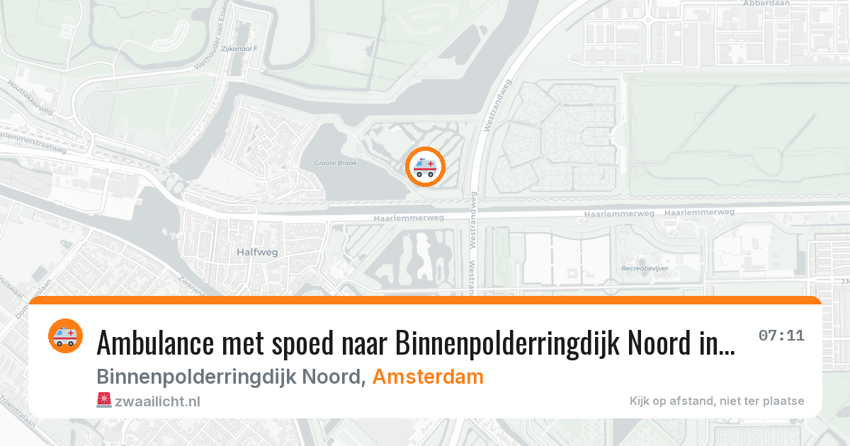 Ambulance met spoed naar Binnenpolderringdijk Noord in Amsterdam — 7 mei 2026