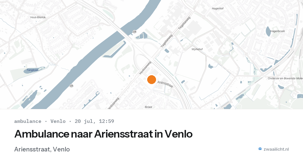 Ambulance naar Ariensstraat in Venlo — 20 jul 2026