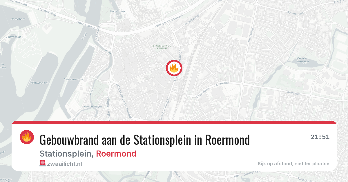 Gebouwbrand aan de Stationsplein in Roermond — 13 jul 2026