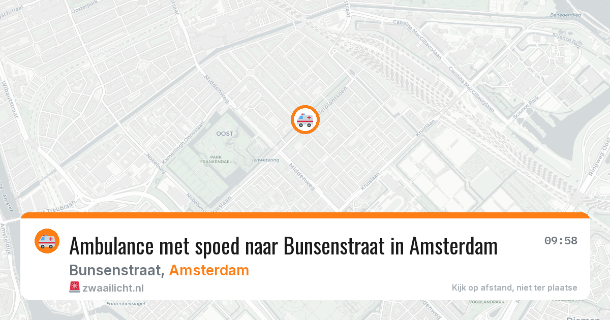 Ambulance met spoed naar Bunsenstraat in Amsterdam — 10 mei 2026
