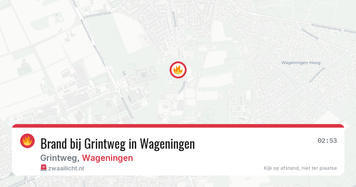 Brand bij Grintweg in Wageningen — 5 jul 2026