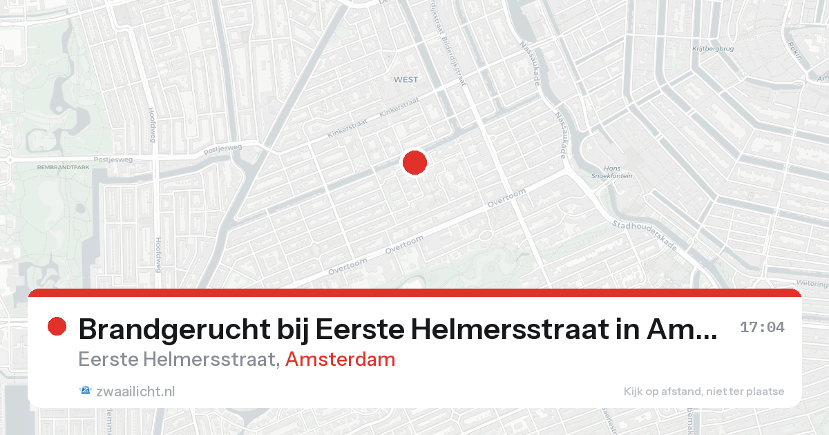 Brandgerucht bij Eerste Helmersstraat in Amsterdam — 23 aug 2026