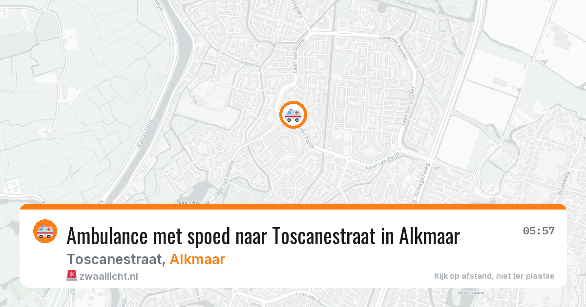 Ambulance met spoed naar Toscanestraat in Alkmaar — 6 aug 2026