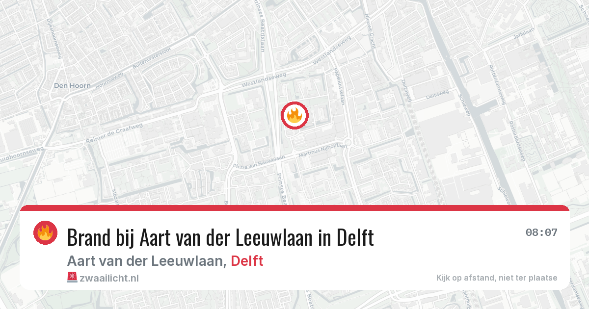 Brand bij Aart van der Leeuwlaan in Delft — 7 mrt 2026