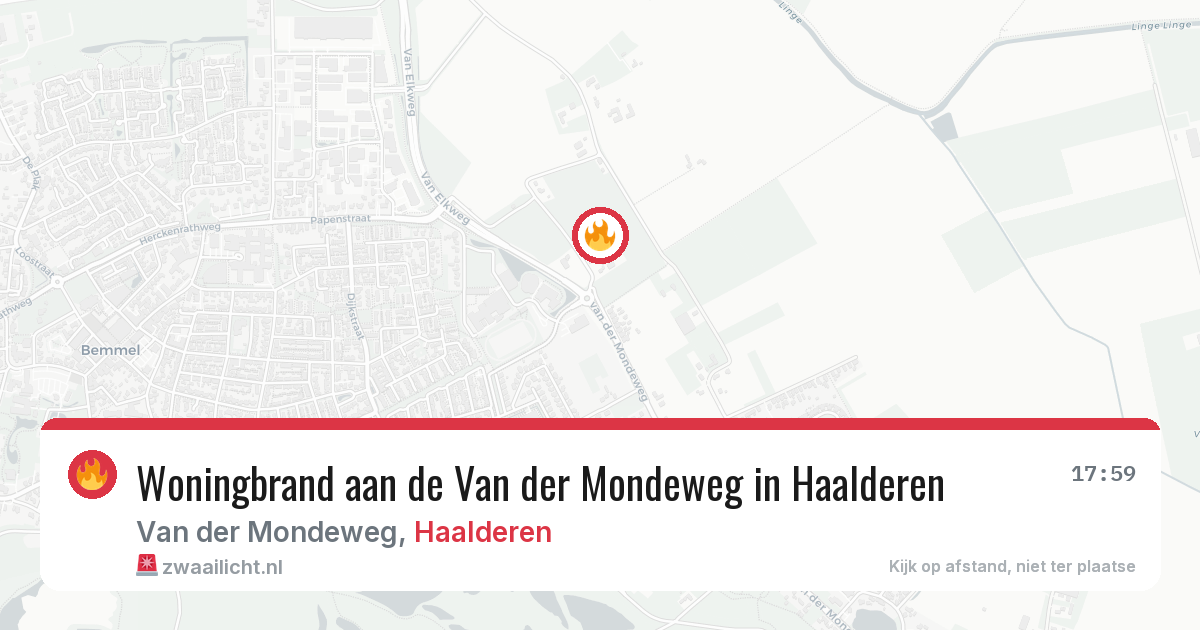 Woningbrand aan de Van der Mondeweg in Haalderen — 15 jun 2026
