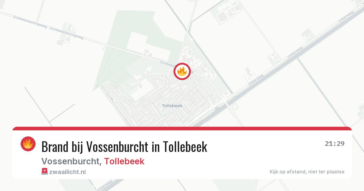 Brand bij Vossenburcht in Tollebeek — 29 mei 2026
