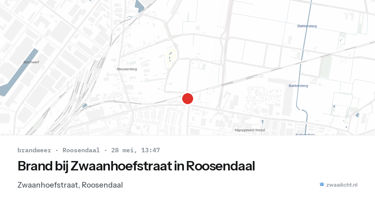 Brand bij Zwaanhoefstraat in Roosendaal — 28 mei 2026