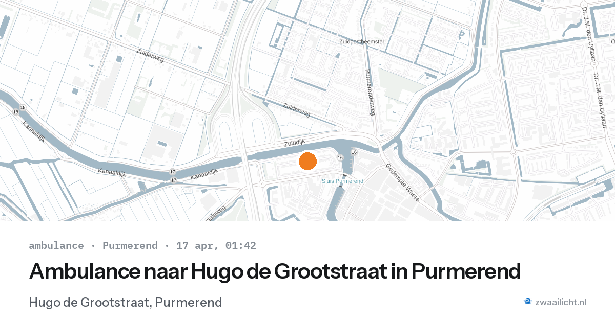 Ambulance naar Hugo de Grootstraat in Purmerend — 16 apr 2026