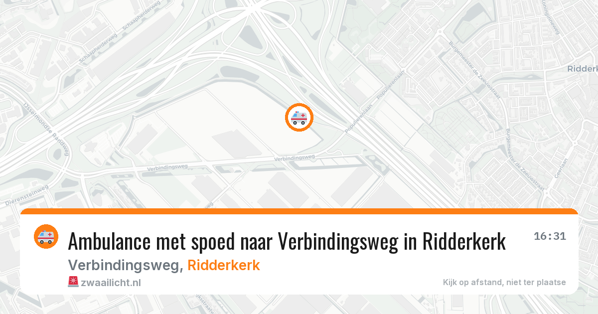 Ambulance met spoed naar Verbindingsweg in Ridderkerk — 24 mei 2026