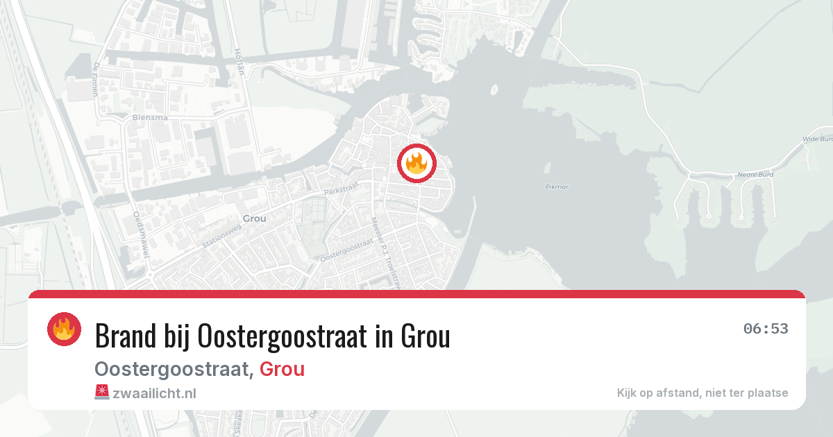 Brand bij Oostergoostraat in Grou — 6 aug 2026