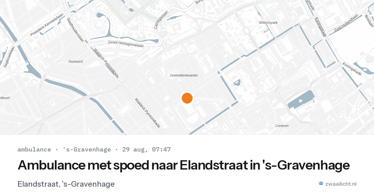 Ambulance met spoed naar Elandstraat in 's-Gravenhage — 29 aug 2026