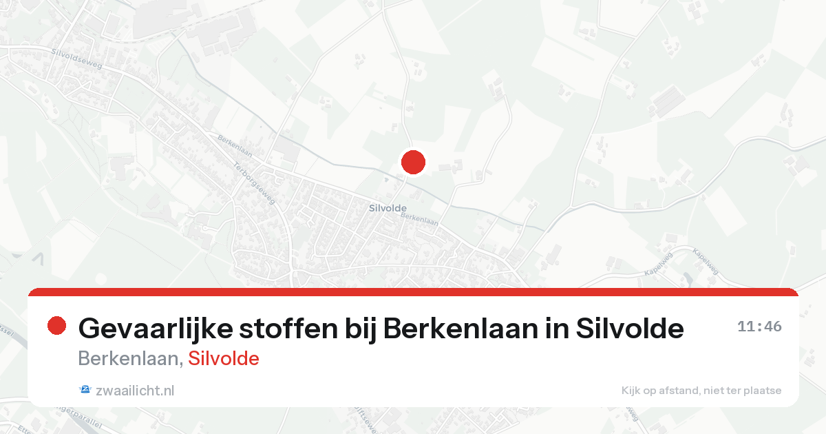 Gevaarlijke stoffen bij Berkenlaan in Silvolde — 18 aug 2026