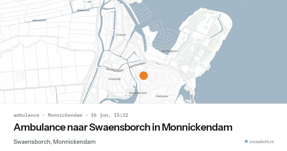 Ambulance naar Swaensborch in Monnickendam — 16 jun 2026