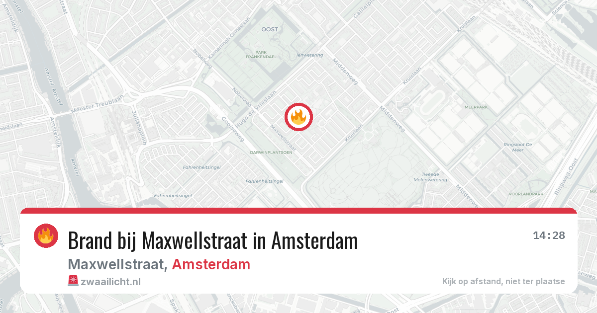 Brand bij Maxwellstraat in Amsterdam — 12 jul 2026