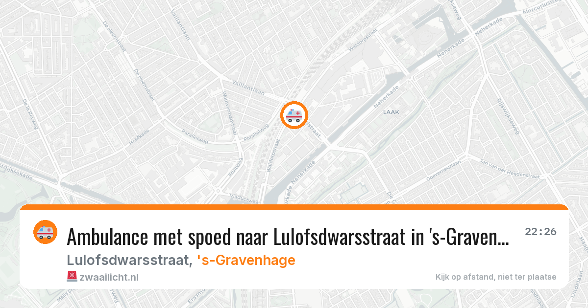 Ambulance met spoed naar Lulofsdwarsstraat in 's-Gravenhage — 14 aug 2026